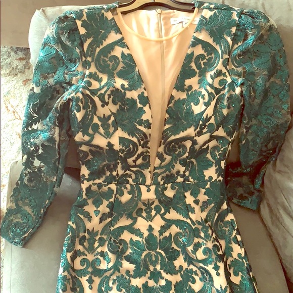 Dress the Population green sequin illusion dress M - Picture 2 of 2